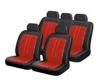Авточехлы RODEO RED BLACK Универсальные чехлы Rodeo расный, изготовлены из искуственной кожи, подходят для сидения с подушками безопасности.